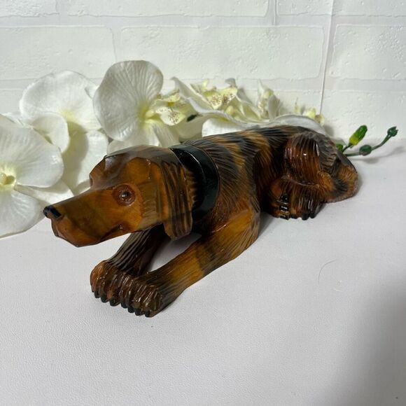 Hand carved wooden Dog bobble head - Picture 3 of 12